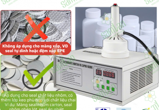 máy dán màng seal, màng nhôm niêm phong chai lọ